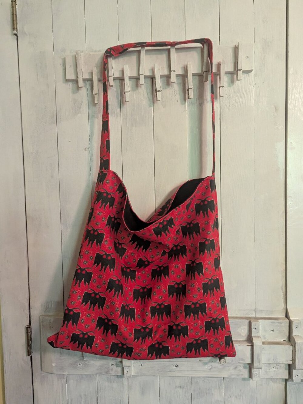 Mothman Cryptid Canvas Tote Bag lined with Black cotton